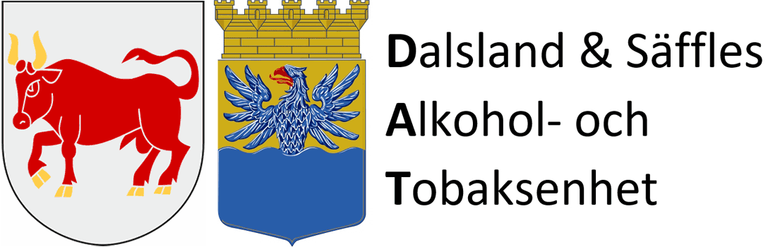 Logotyp för alkohol- och tobaksenheten med dalslandstjuren och Säffles kommunvapen