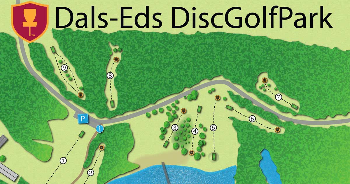 Karta över Dals-Eds DiscGolfPark