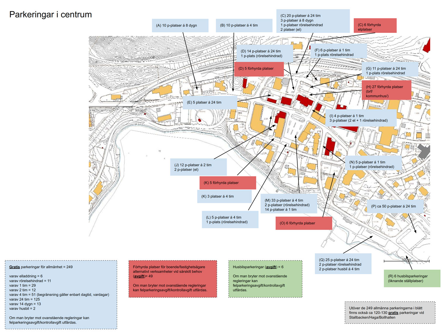 Karta över parkeringar i centrum