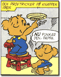 Bamse testar brandvarnaren